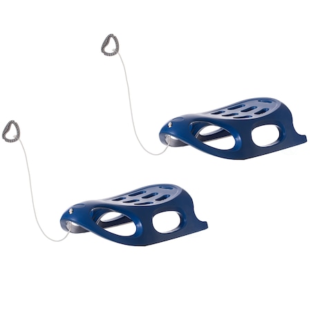 Shpilmaster Outdoor Snow Sleigh Ice Sled Toy, Two Rider, Solid Hard Plastic with Pull Rope, Blue Set of 2 QI004217.BL.2